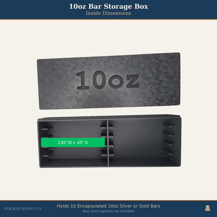 10oz Silver Bar Storage Box - Holds 10 - Columns