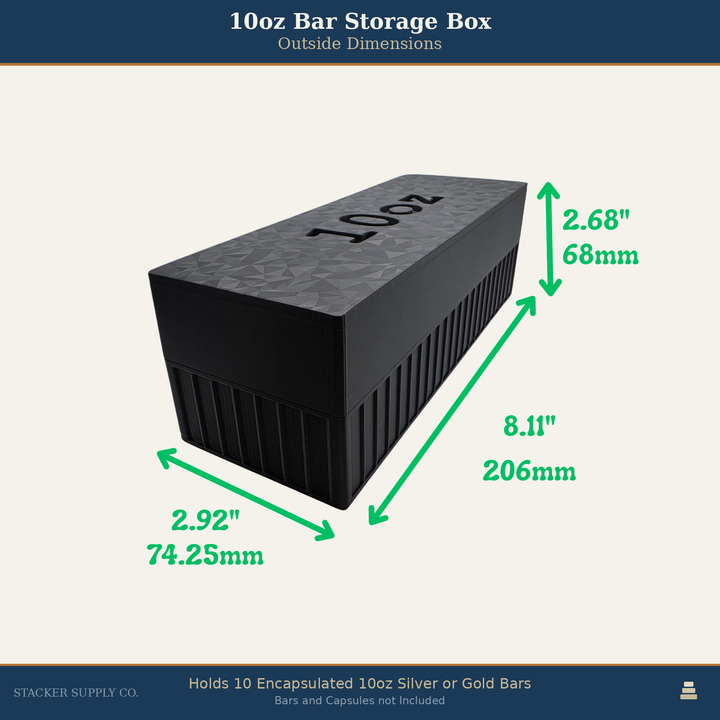 10oz Silver Bar Storage Box - Holds 10 - Columns