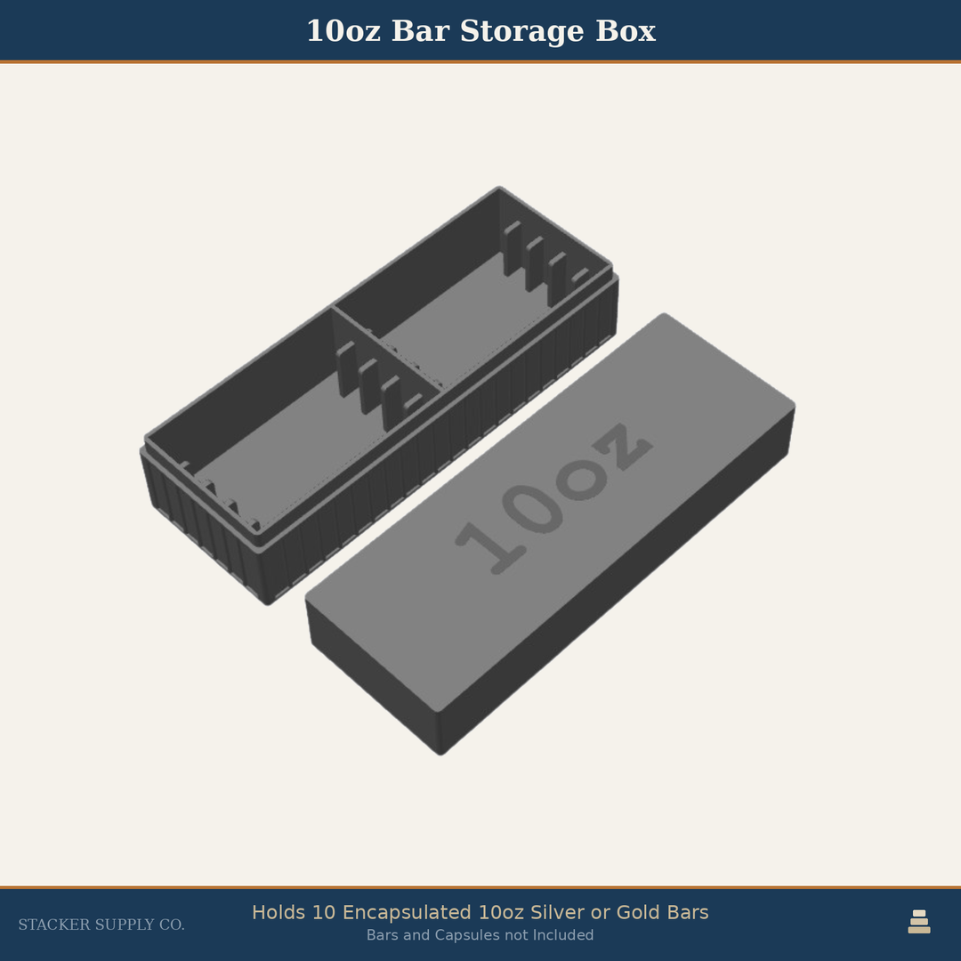 10oz Silver Bar Storage Box - Holds 10 - Columns