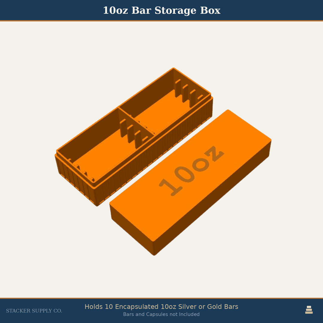10oz Silver Bar Storage Box - Holds 10 - Columns