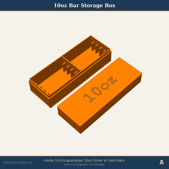 10oz Silver Bar Storage Box - Holds 10 - Columns
