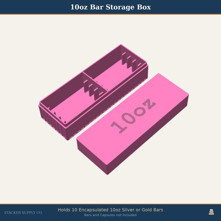 10oz Silver Bar Storage Box - Holds 10 - Columns