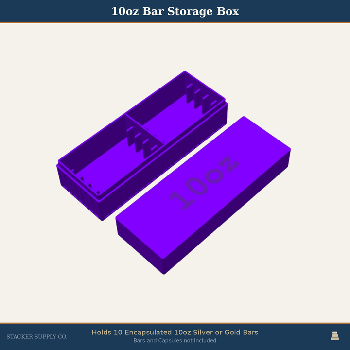 10oz Silver Bar Storage Box - Holds 10 - Columns