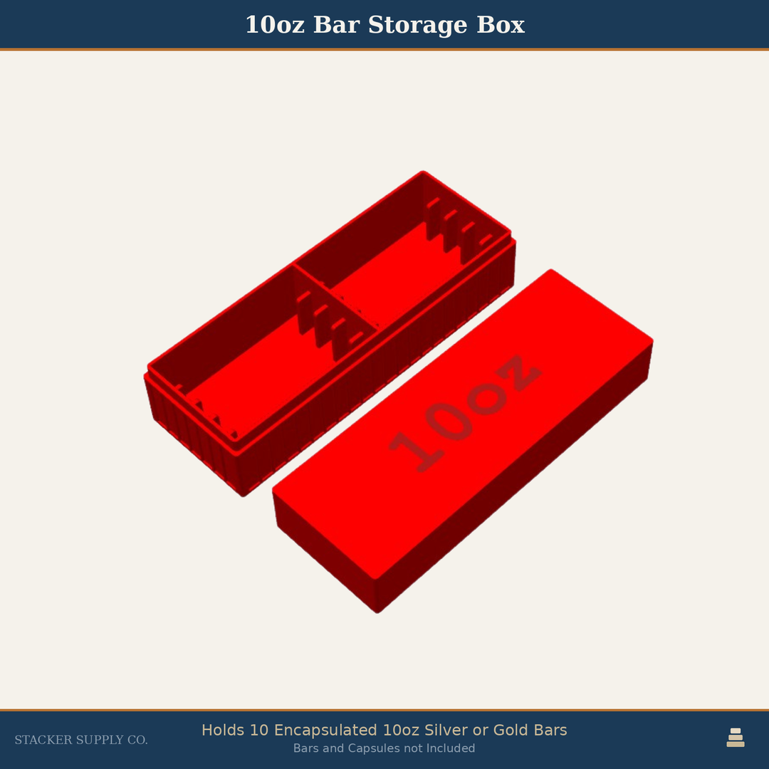 10oz Silver Bar Storage Box - Holds 10 - Columns