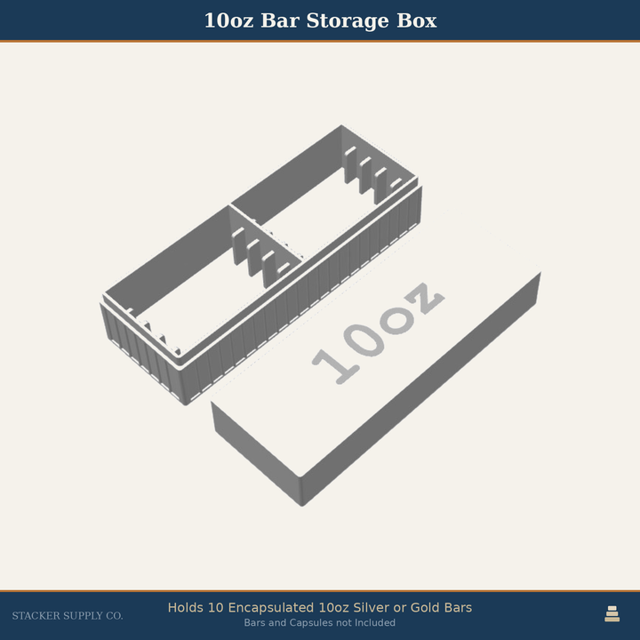 10oz Silver Bar Storage Box - Holds 10 - Columns