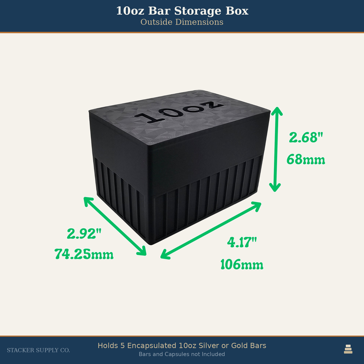 10oz Silver Bar Storage Box - Holds 5 - Columns