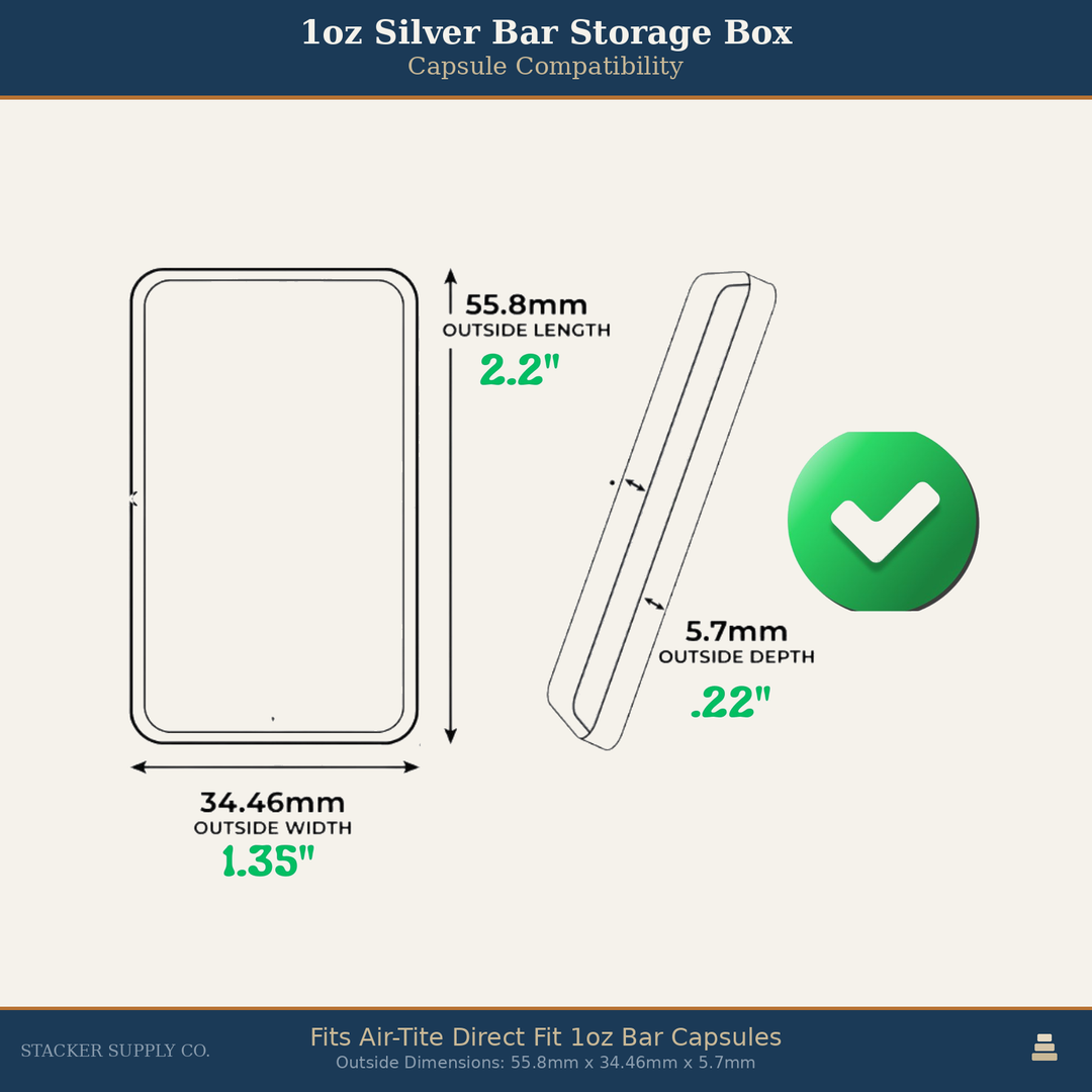 1oz Silver Bar Storage Box - Columns