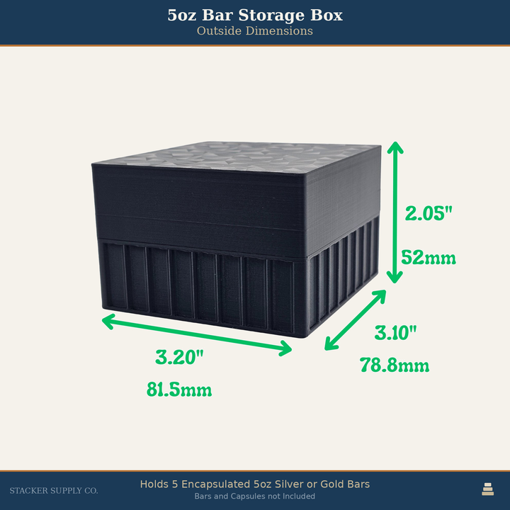5oz Silver Bar Storage Box - Holds 5 - Columns