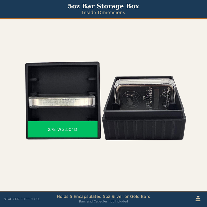 5oz Silver Bar Storage Box - Holds 5 - Columns