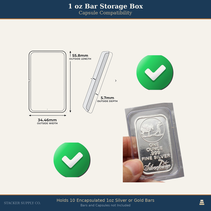 1oz Bar Storage Box - Holds 10 - Horizontal